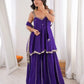 Royal Mirror Chinon Peplum Palazzo Dupatta Set for Festive and Wedding Functions