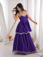 Royal Mirror Chinon Peplum Palazzo Dupatta Set for Festive and Wedding Functions