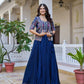 Royal Navy Blue Vichitra Embroidered Lehenga Choli With Koti