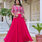 Royal Navy Blue Vichitra Embroidered Lehenga Choli With Koti
