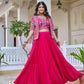 Royal Navy Blue Vichitra Embroidered Lehenga Choli With Koti