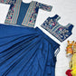 Royal Navy Blue Vichitra Embroidered Lehenga Choli With Koti