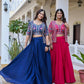 Royal Navy Blue Vichitra Embroidered Lehenga Choli With Koti
