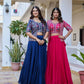 Royal Navy Blue Vichitra Embroidered Lehenga Choli With Koti