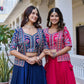 Royal Navy Blue Vichitra Embroidered Lehenga Choli With Koti