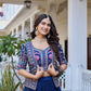 Royal Navy Blue Vichitra Embroidered Lehenga Choli With Koti