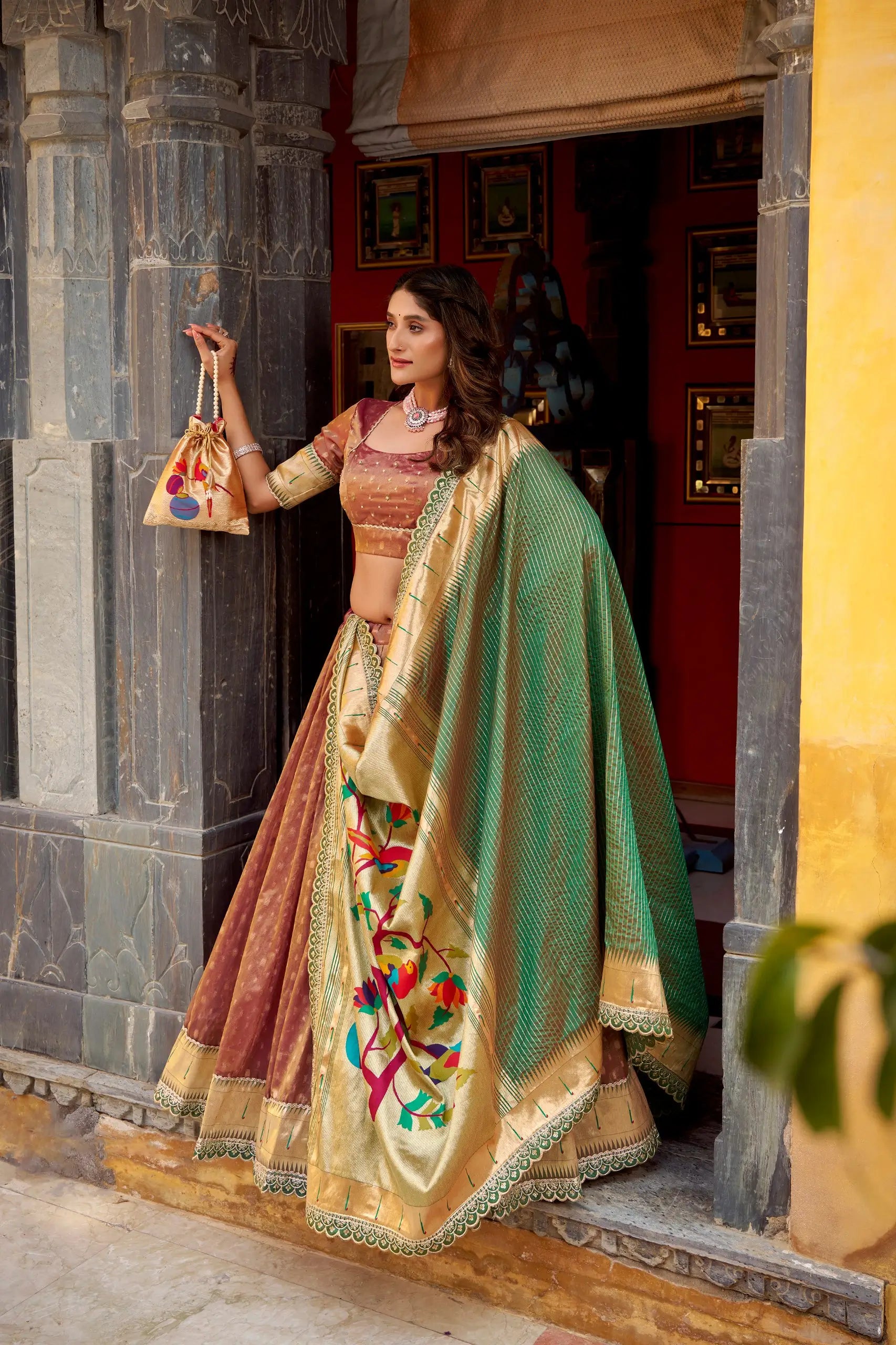 Royal Organza Paithani Lehenga Set for Wedding and Bridal Wear