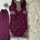Royal Plum Faux Georgette Embroidered Suit Set for Festive & Wedding Wear