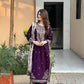 Royal Plum Faux Georgette Embroidered Suit Set for Festive & Wedding Wear
