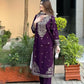 Royal Plum Faux Georgette Embroidered Suit Set for Festive & Wedding Wear