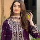 Royal Plum Faux Georgette Embroidered Suit Set for Festive & Wedding Wear