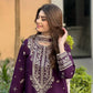 Royal Plum Faux Georgette Embroidered Suit Set for Festive & Wedding Wear