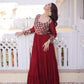 Royal Radiance Embroidered Georgette Gown for Festive and Wedding Wear