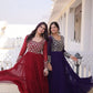 Royal Radiance Embroidered Georgette Gown for Festive and Wedding Wear