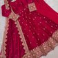 Royal Rani Satin Silk Embroidered Gown Set for Wedding and Festive Wear
