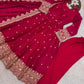 Royal Rani Satin Silk Embroidered Gown Set for Wedding and Festive Wear