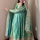 Royal Rani Satin Silk Embroidered Gown Set for Wedding and Festive Wear