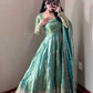 Royal Rani Satin Silk Embroidered Gown Set for Wedding and Festive Wear