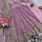 Royal Rani Satin Silk Embroidered Gown Set for Wedding and Festive Wear