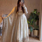 Royal Rani Satin Silk Embroidered Gown Set for Wedding and Festive Wear