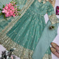 Royal Rani Satin Silk Embroidered Gown Set for Wedding and Festive Wear