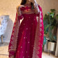 Royal Rani Satin Silk Embroidered Gown Set for Wedding and Festive Wear