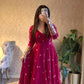 Royal Rani Satin Silk Embroidered Gown Set for Wedding and Festive Wear