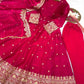 Royal Rani Satin Silk Embroidered Gown Set for Wedding and Festive Wear