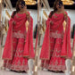 Royal Red Embroidered Sharara Set for Wedding and Festive Wear