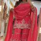 Royal Red Embroidered Sharara Set for Wedding and Festive Wear