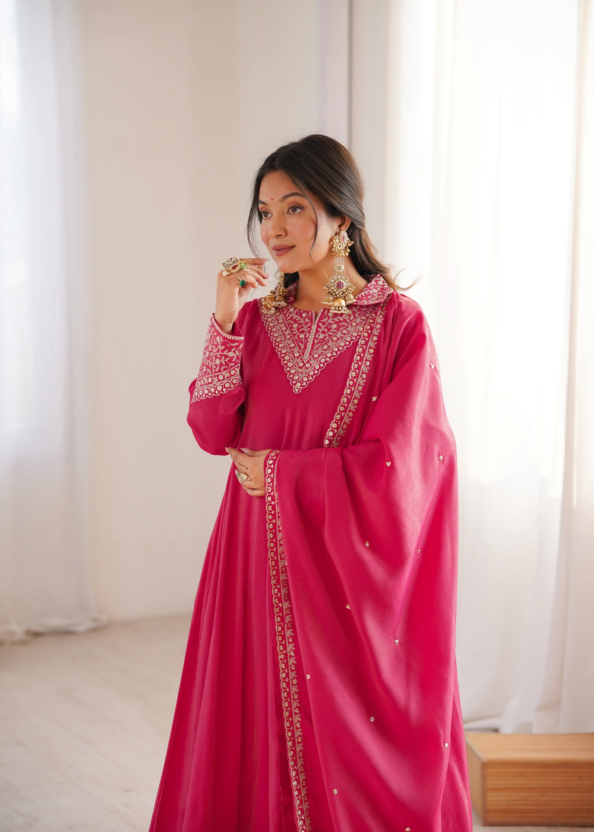 Royal Shimmer Silk Anarkali Suit for Festive and Wedding Wear