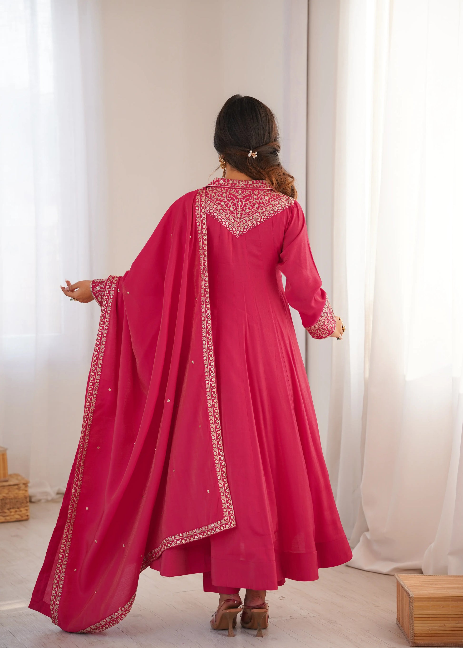 Royal Shimmer Silk Anarkali Suit for Festive and Wedding Wear