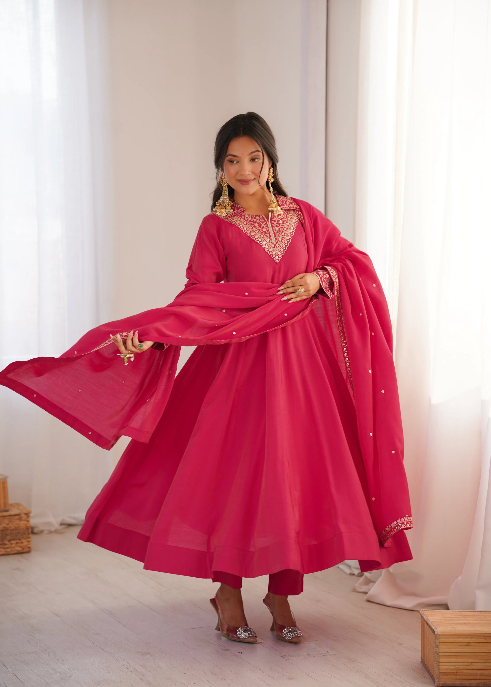 Royal Shimmer Silk Anarkali Suit for Festive and Wedding Wear