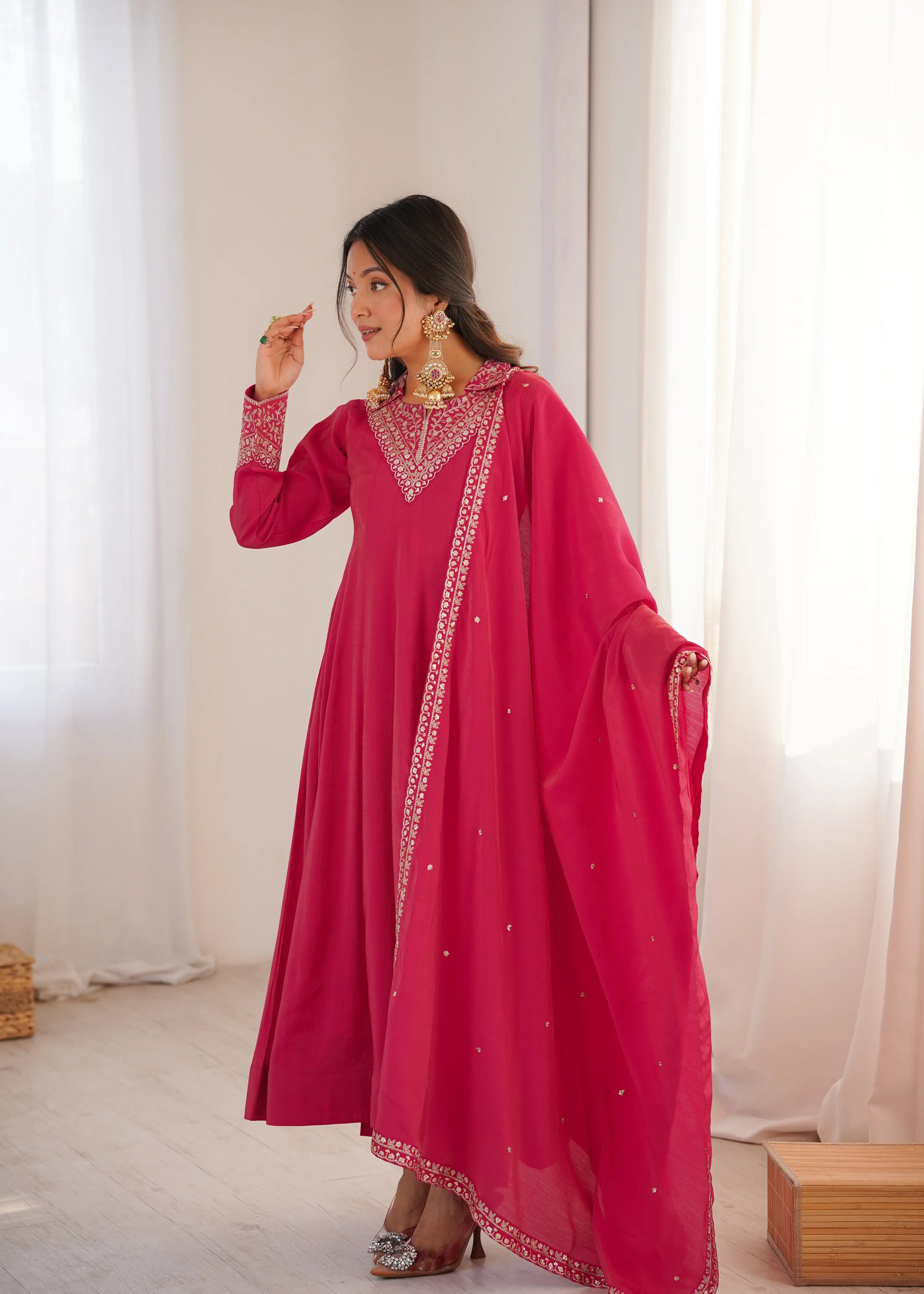 Royal Shimmer Silk Anarkali Suit for Festive and Wedding Wear
