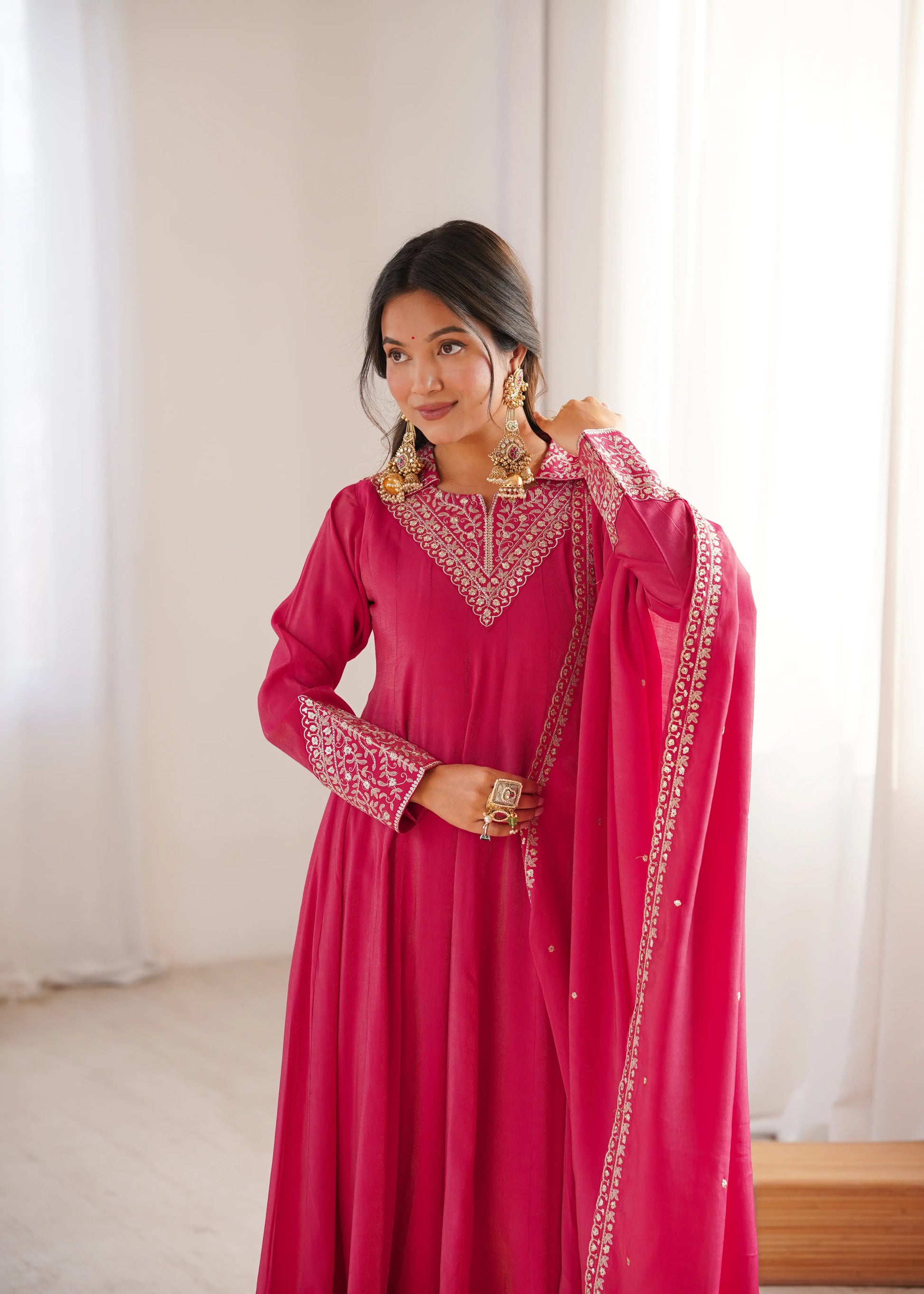 Royal Shimmer Silk Anarkali Suit for Festive and Wedding Wear