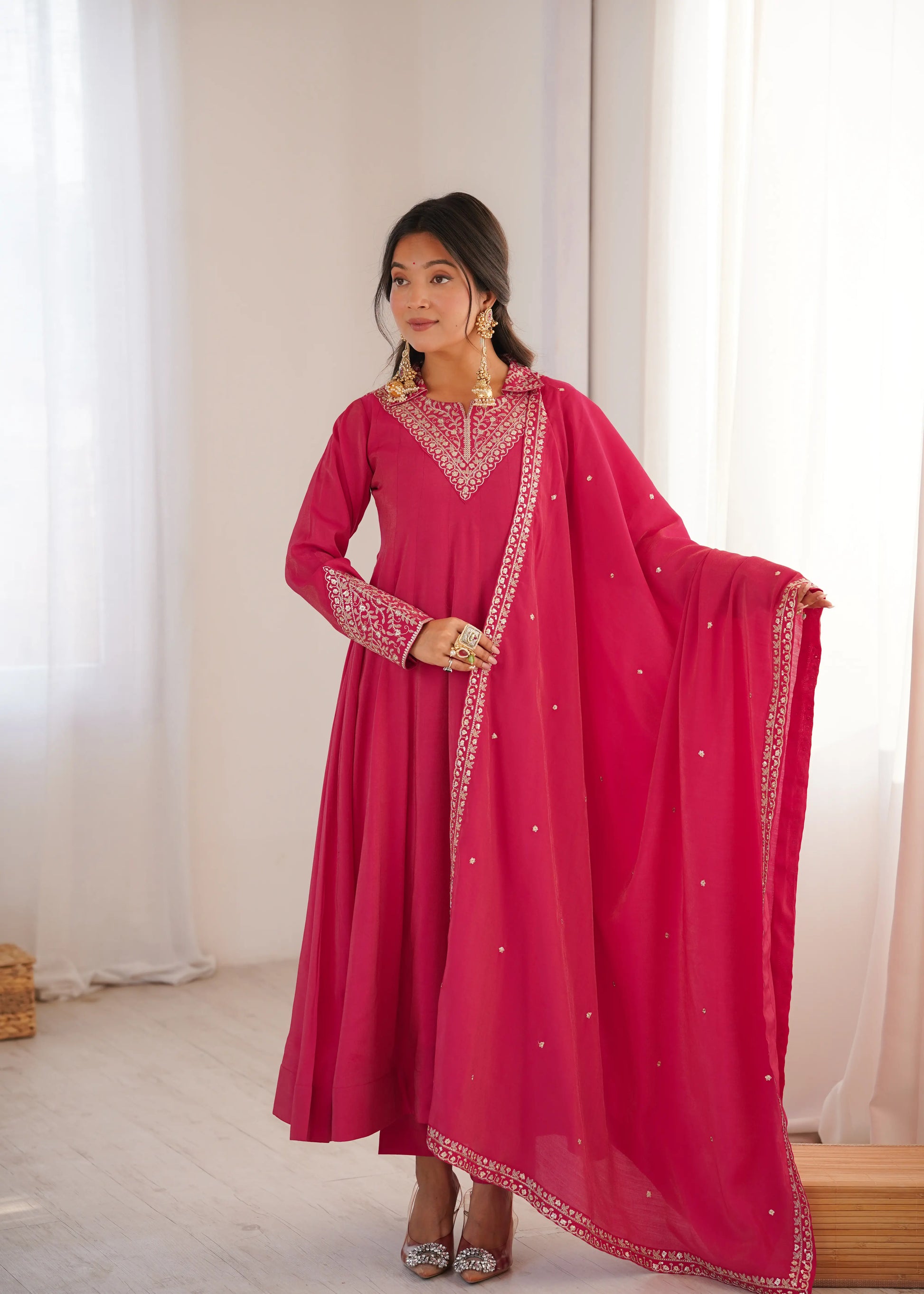 Royal Shimmer Silk Anarkali Suit for Festive and Wedding Wear