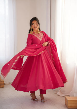 Royal Shimmer Silk Anarkali Suit for Festive and Wedding Wear