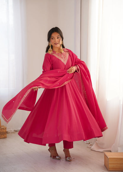 Royal Shimmer Silk Anarkali Suit for Festive and Wedding Wear