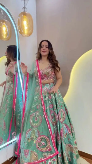Royal Slub Silk Embroidered Lehenga Set for Wedding and Festive Wear