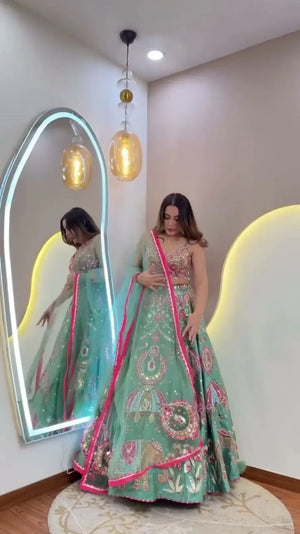 Royal Slub Silk Embroidered Lehenga Set for Wedding and Festive Wear