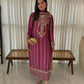 Royal Wine Embroidered Crepe Silk Kurta Set for Festive and Wedding Wear