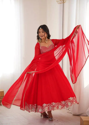 Ruby Floral Embroidered Anarkali