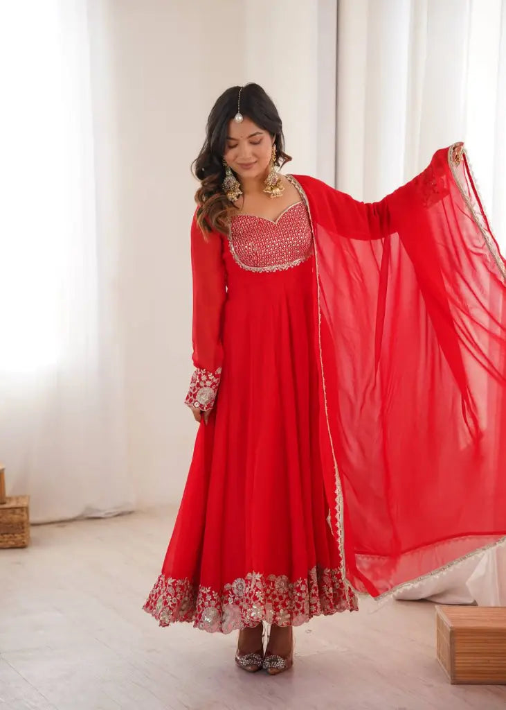 Ruby Floral Embroidered Anarkali