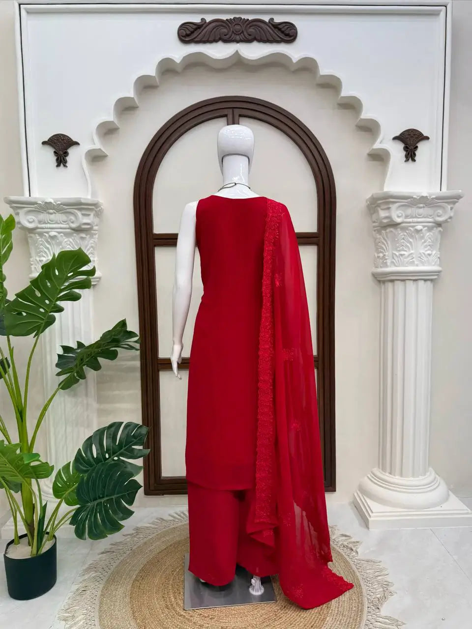 Ruby Threadwork Georgette Suit