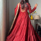 Ruffle Faux Georgette Anarkali Set