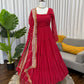 Ruffle Faux Georgette Anarkali Set