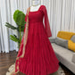 Ruffle Faux Georgette Anarkali Set