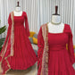 Ruffle Faux Georgette Anarkali Set