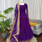 Ruffle Faux Georgette Anarkali Set