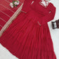 Ruffle Faux Georgette Anarkali Set